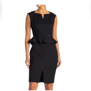 Ted Baker Textured Peplum Sheath Dress in Black Size 2